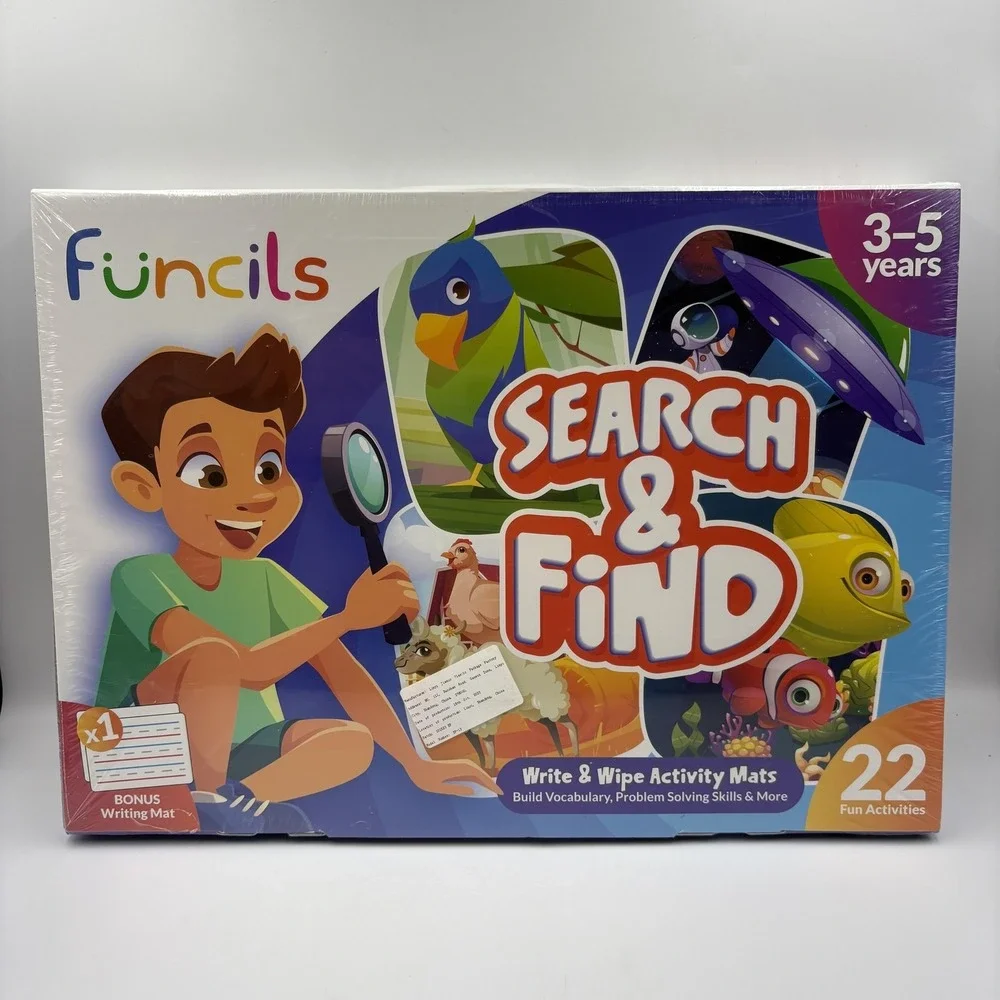 Funcils Search & Find Write & Wipe Activity Mats‎ Kids 3-5 Years New Sealed